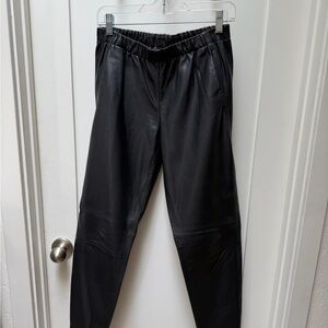 Vince Black Leather Trouser Pants Size Small